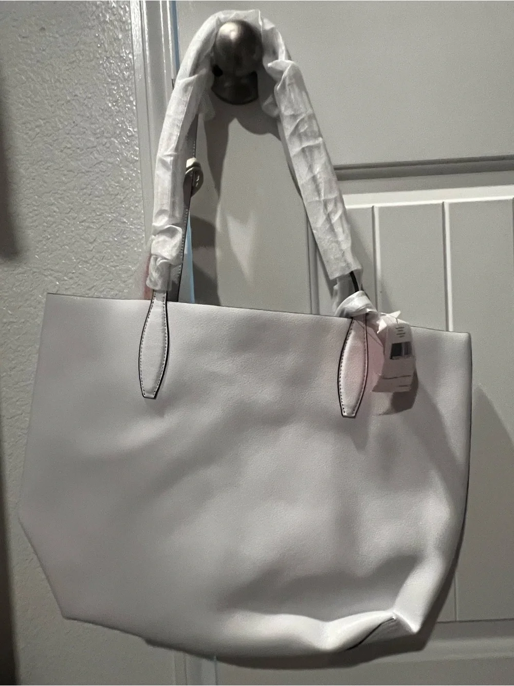kate spade White Leather Tote with Rainbow Logo
